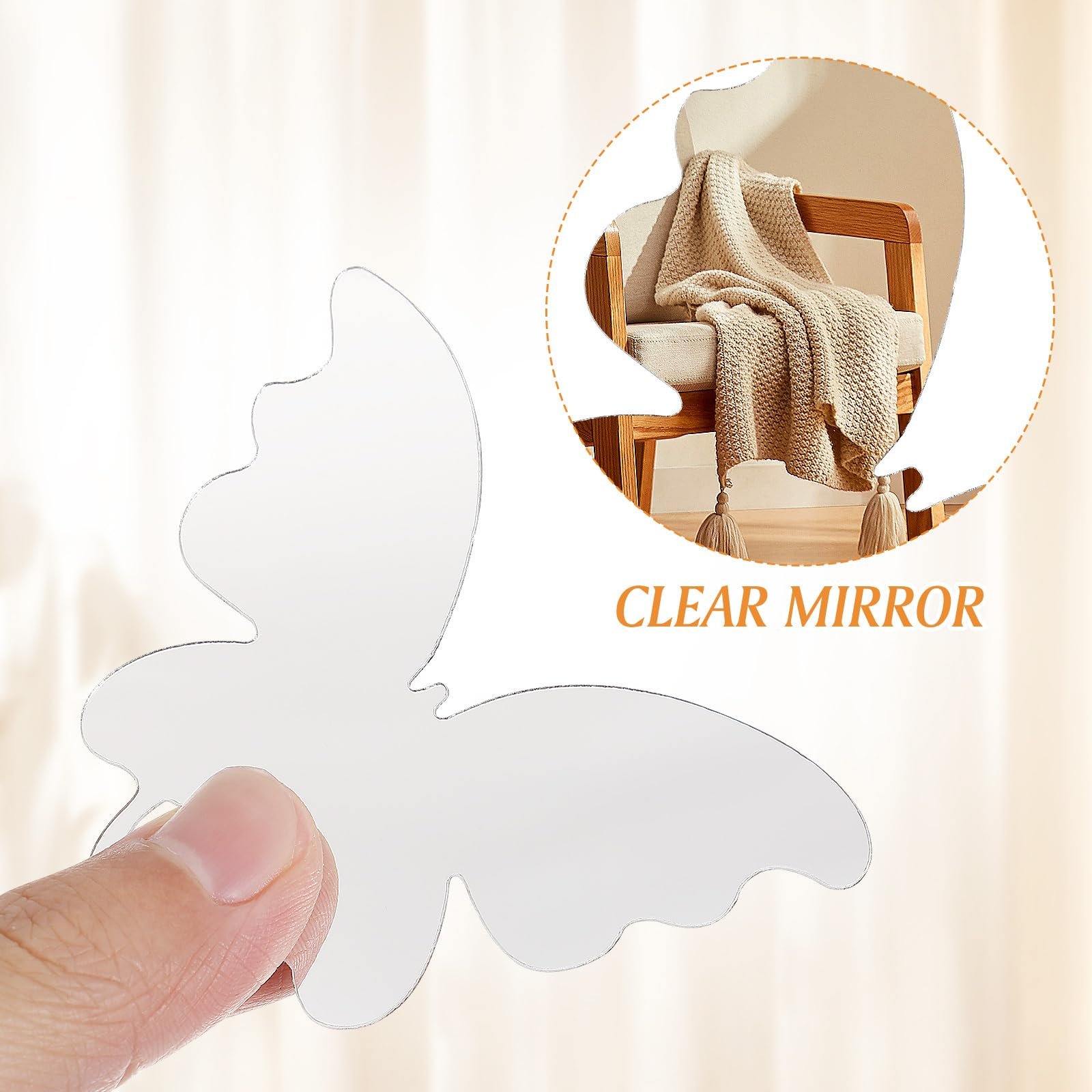 Дзеркальна 3D наклейка на стіну VORCOOL Butterfly акрилова 60 х 40 см срібляста, фото №6