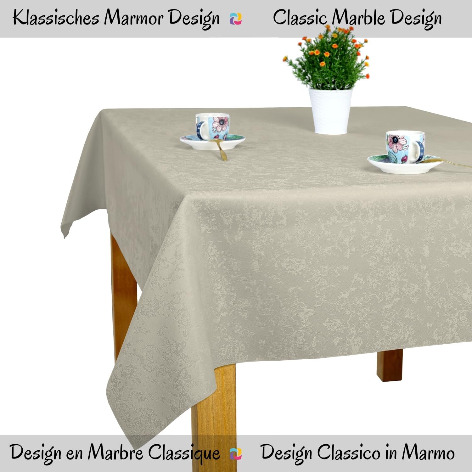 Скатертина U4 Marble 5297 120 x 240 см мармуровий принт двостороння поліестер Сірий, фото №3