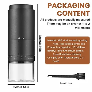 Электрическая кофемолка портативная с 38 уровнями помола и цифровым дисплеем питания, Эспрессо электрическая для кофейных зерен и специй synthetic.ua - Фото 1