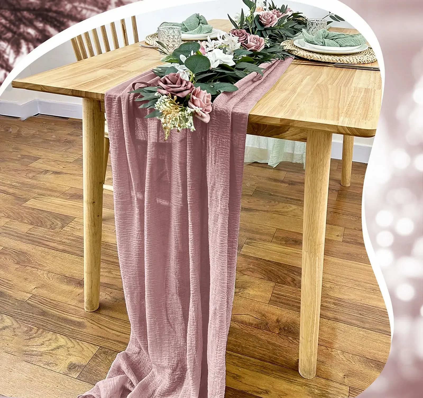 Ранер Cheese Cloth Muslin Vintage 80 x 300 см Рожева, фото №3 Ранер Cheese Cloth Muslin Vintage 80 x 300 см Рожева, фото №3