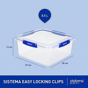 Контейнер для зберігання продуктів Sistema KLIP IT PLUS 5,5 л Квадратний Герметичний 2 шт synthetic.ua - Фото 1