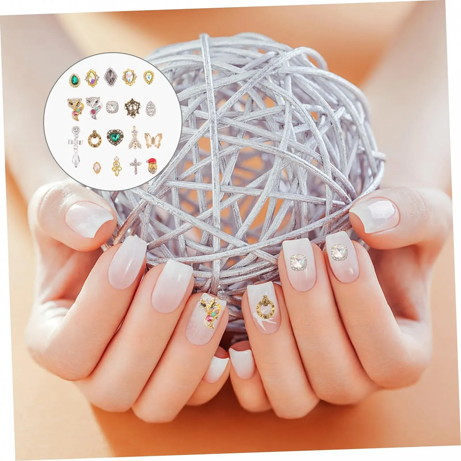 Стразы для ногтей Housoutil, 50 шт., украшения для ногтей, бриллианты для дизайна ногтей, кристаллы из сплава для маникюра, 3D аксессуары, фото №2