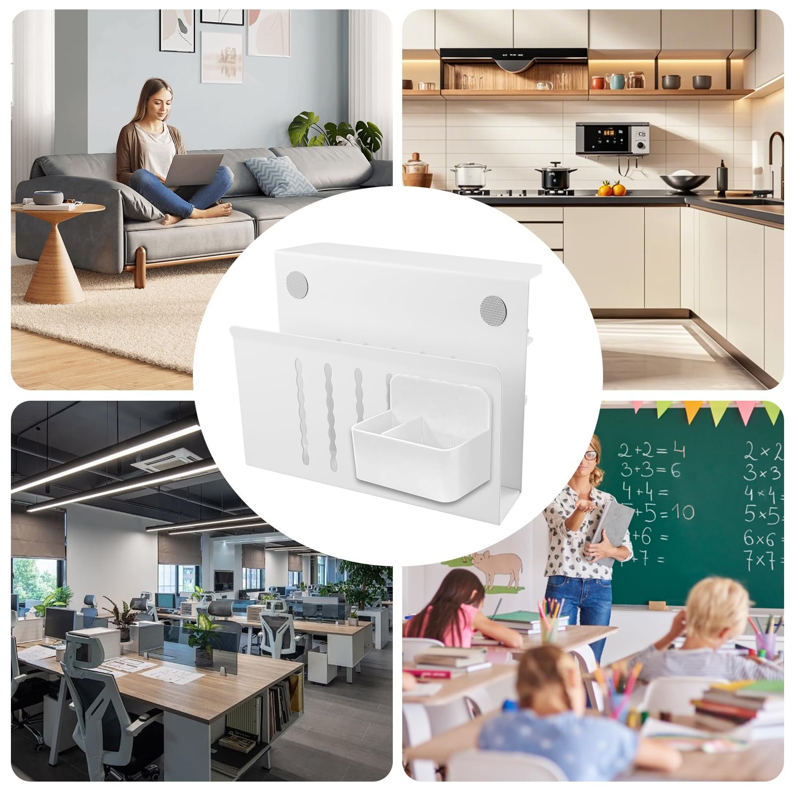 Настольный органайзер с держателем для ручек и держателем для ПК, для устройств толщиной до 4 см, идеально подходит для офиса и домашнего офиса (черный), фото №5