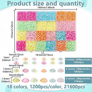 Напівкруглі стрази Resin 3/4/5 мм 6 кольорів, приблизно 21360 штук synthetic.ua - Фото 1