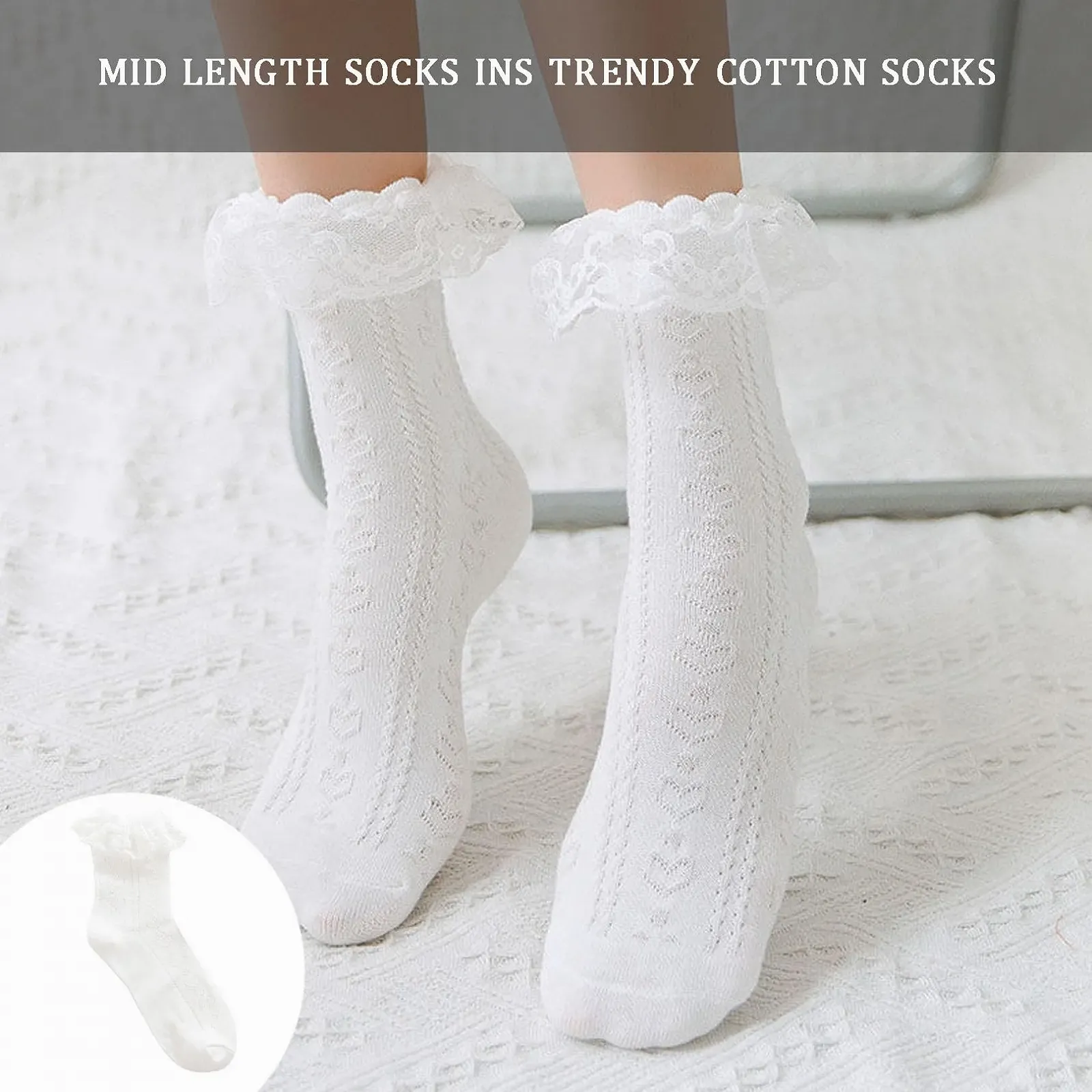 Шкарпетки з рюшами Білі мереживні, фото №5