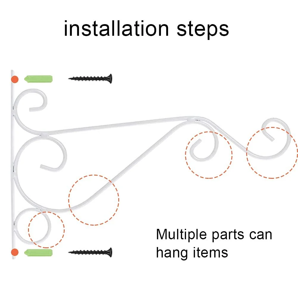 Гачки для підвісних кошиків Набір 2 шт. білі для рослин з гвинтами білі, фото №5