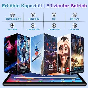 Планшет 10.1" Fezawio F11 (6+14)/128Gb 8 ядер Android 14 6000 mAh Черный synthetic.ua - Фото 1