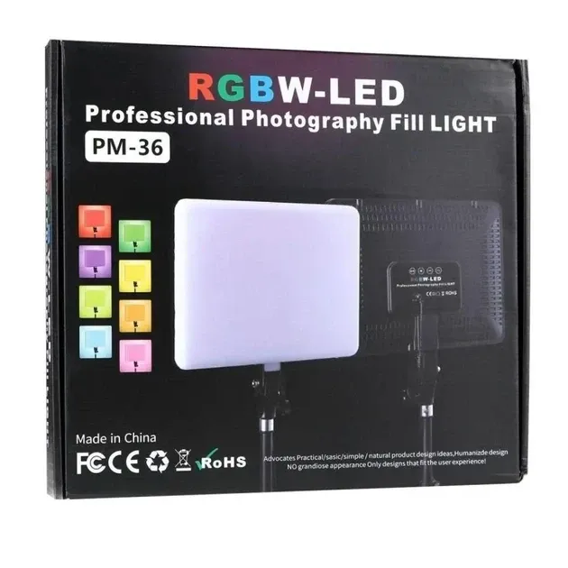 Светодиодная панель для фотостудии Camera light PM-36 RGBW 3000K-6500K Штатив, фото №6
