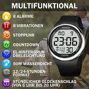 8 Будильников и вибрационный будильник для пожилых людей Напоминание о лекарствах для глухих Часы с большими цифрами и подсветкой synthetic.ua - Фото 1