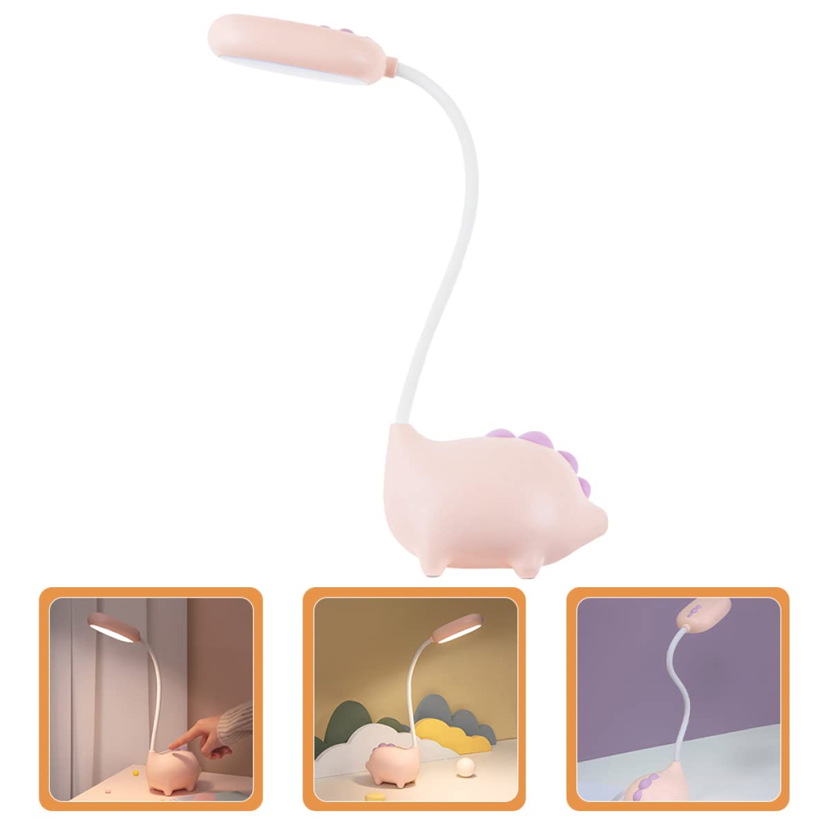 Набір OSALADI з 3 Малих Настільних Ламп USB Заряджання Світло гнучка шия Світлодіодне Очне Лампа ABS динозавр, фото №2 Набір OSALADI з 3 Малих Настільних Ламп USB Заряджання Світло гнучка шия Світлодіодне Очне Лампа ABS динозавр, фото №2