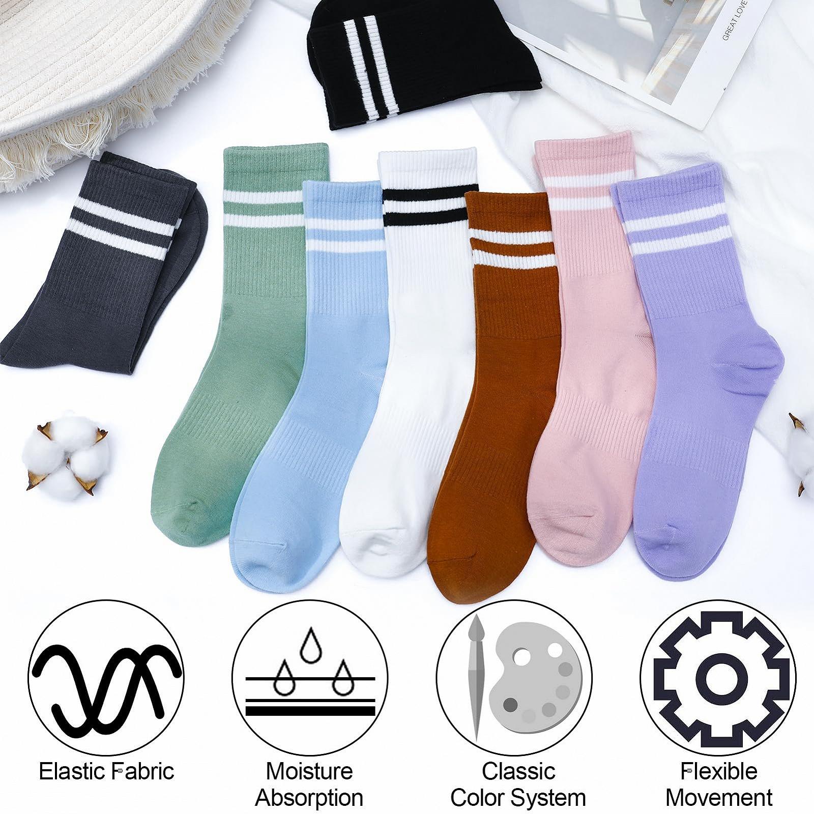 Женские теннисные носки в полоску, хлопковые, 8 пар, фото №4