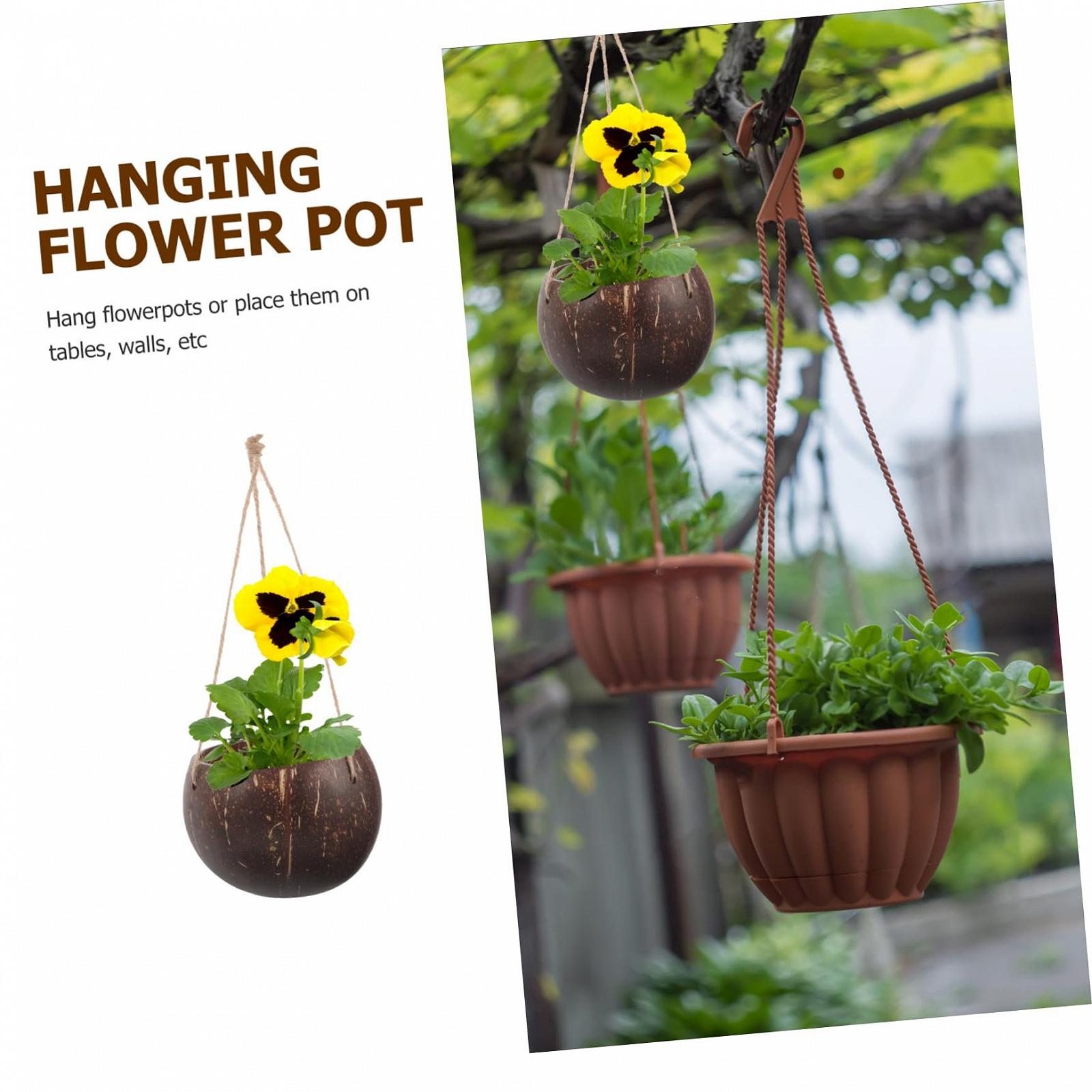 Підвісний квітковий горщик Supvox з кокосової шкаралупи, фото №2