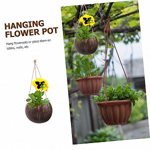 Підвісний квітковий горщик Supvox з кокосової шкаралупи synthetic.ua - Фото 1