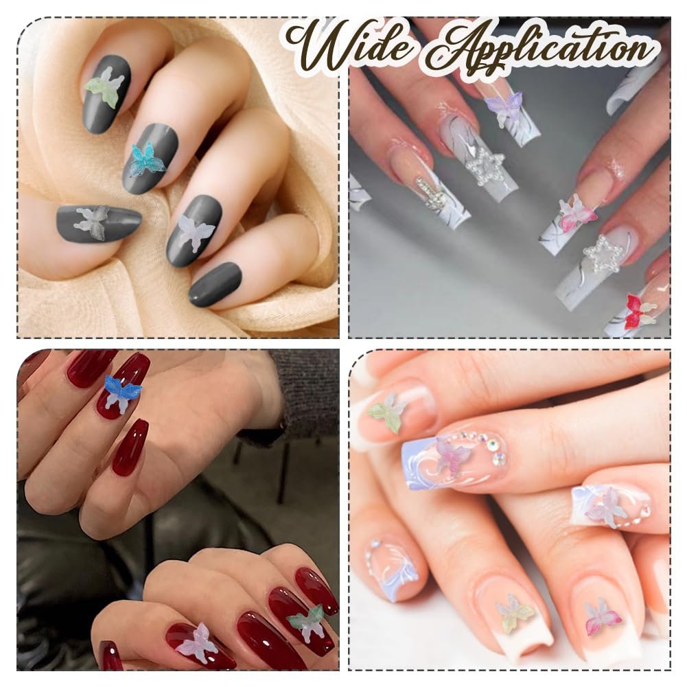 Кабошони для нігтів Метелик 240 шт 12 кольорів 3D Блискучі Манікюрні, фото №6