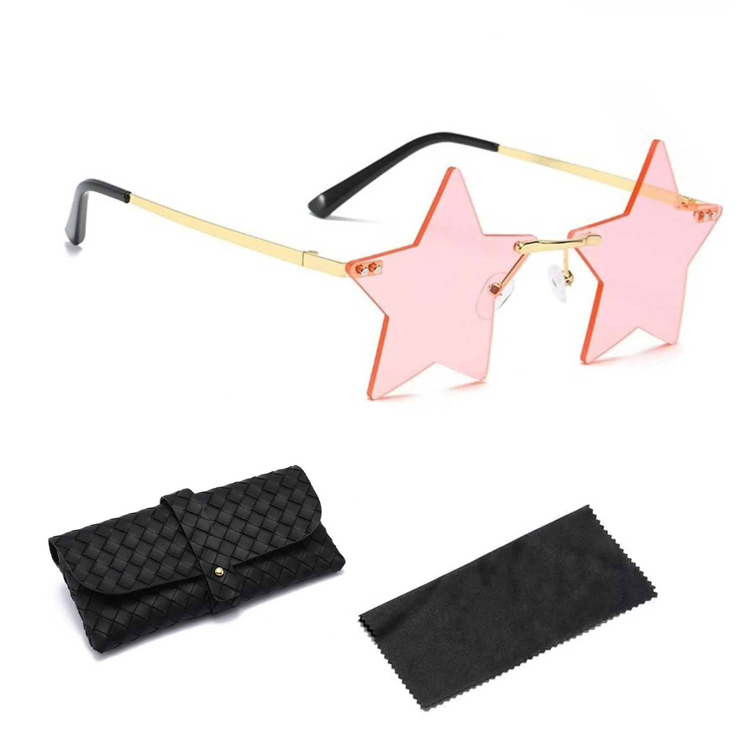 Сонцезахисні окуляри Без оправи Pentagram Nujvnuj Золота оправа з рожевими вставками, фото №1