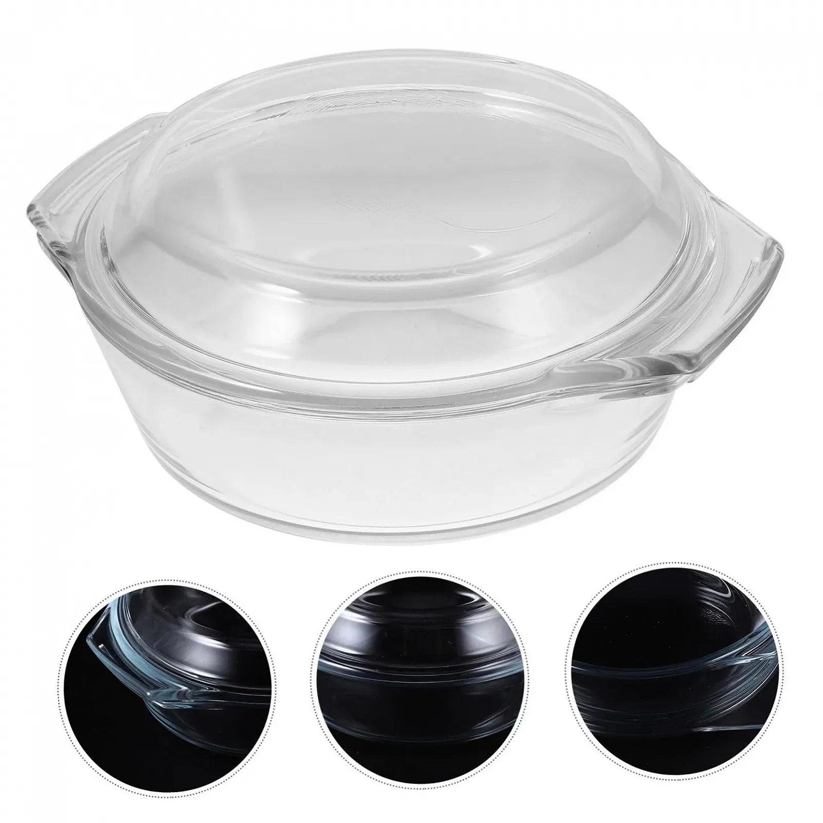 Форма для запікання Скляна з кришкою термостійка для мікрохвильової печі та духовки Прозора, фото №8 Форма для запікання Скляна з кришкою термостійка для мікрохвильової печі та духовки Прозора, фото №8