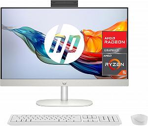 Компьютер HP 27-cr0008ss 27" Full HD с камерой, беспроводной клавиатурой и мышью (AMD Ryzen 5 7520U, 16GB RAM, 512 SSD, AMD Radeon Graphics, без ОС) белый клавиатура QWERTY - Фото 1