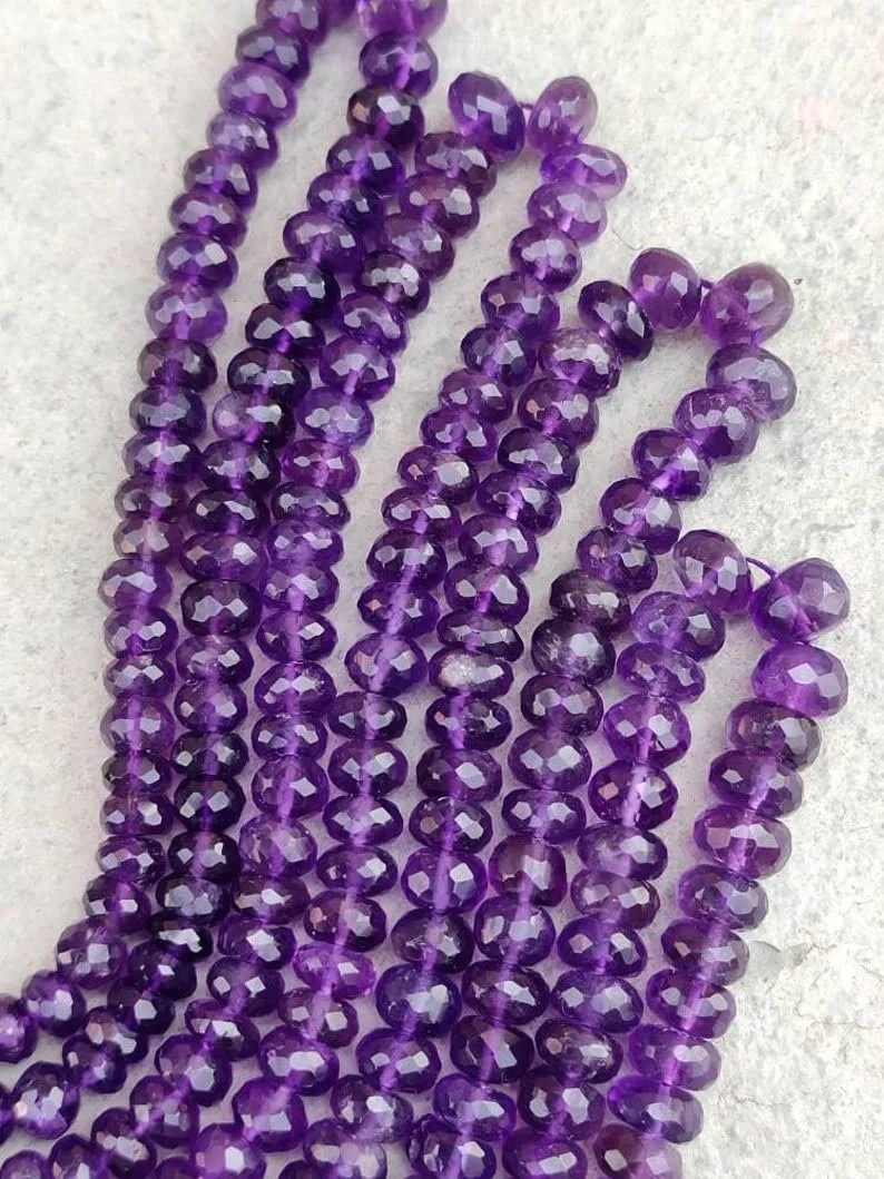 Натуральный Аметист Круглые Граненые Бусины 5.5-8 мм, фото №3
