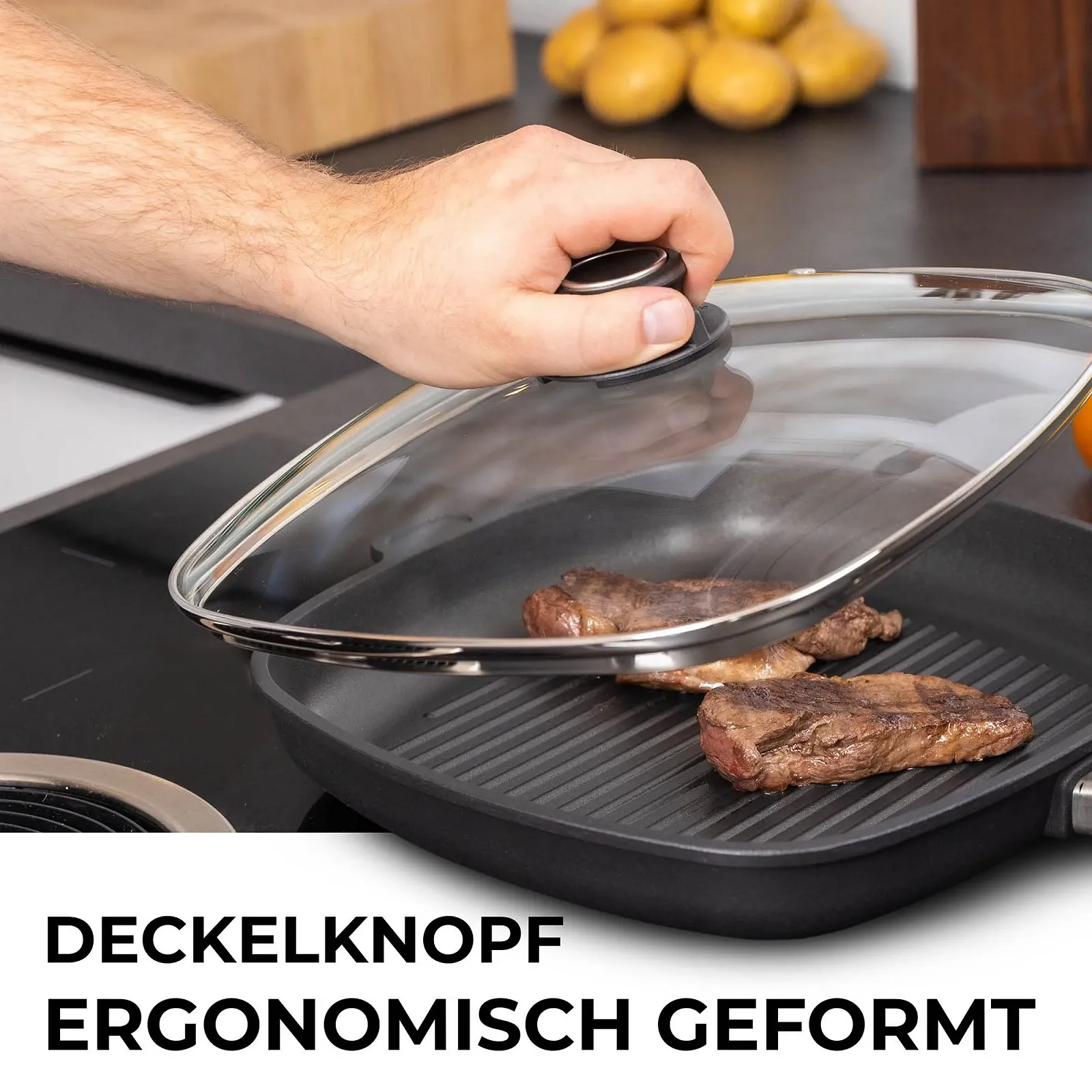 Каструля квадратна Eurolux 28 см з литого алюмінію для індукції та духовки PFOA-Free, фото №4