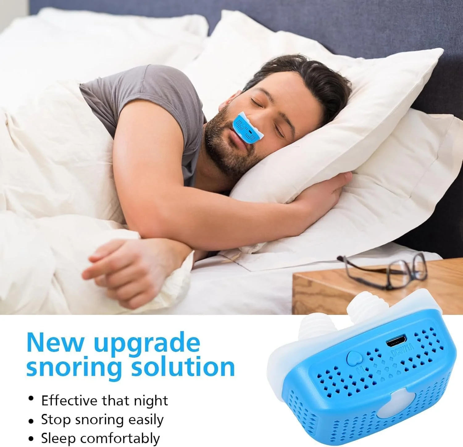 Електричний CPAP пристрій від хропіння Портативний та USB акумульований (Білий), фото №3