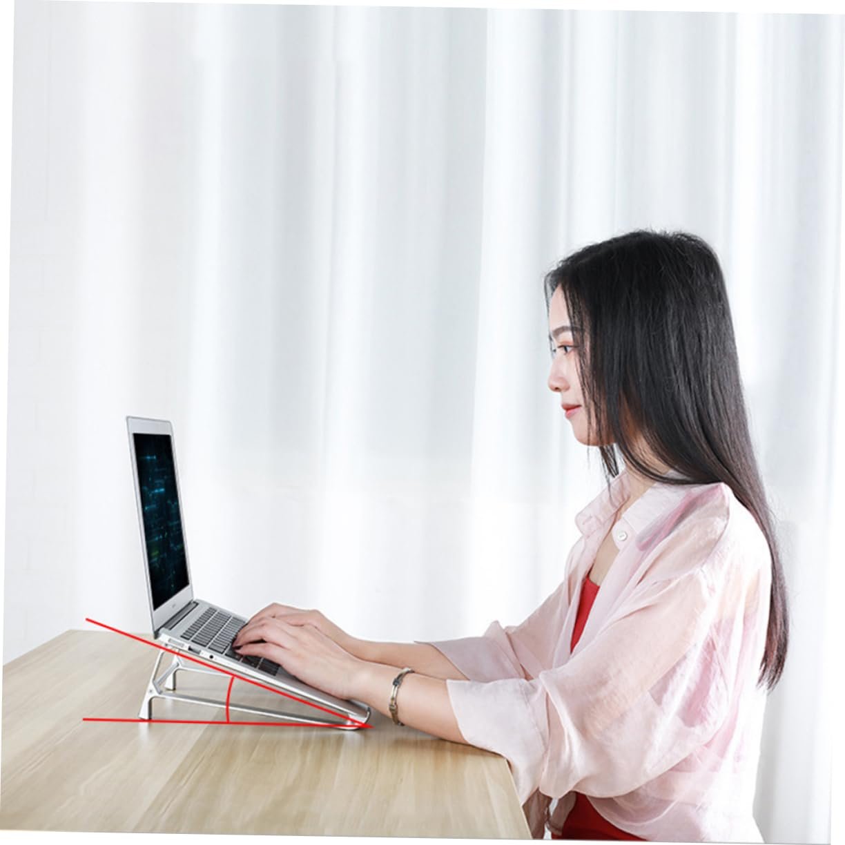 Підставка для ноутбука Алюмінієва регульована по висоті  з ергономічним дизайном для ноутбуків до 17 дюймів, стабільна та вентильована, фото №8