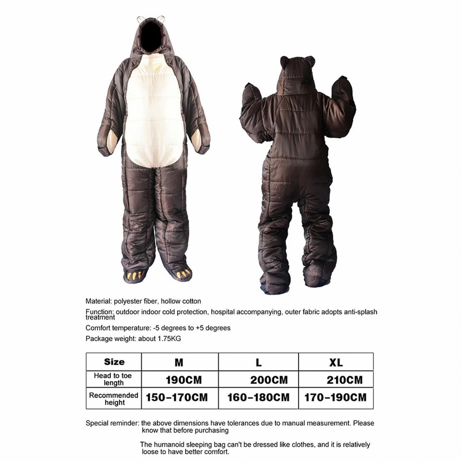 Спальный мешок Portable Bear Full Body Sleeping Bag для взрослых с молнией, лёгкий зимний для кемпинга, походов, путешествий, фото №7