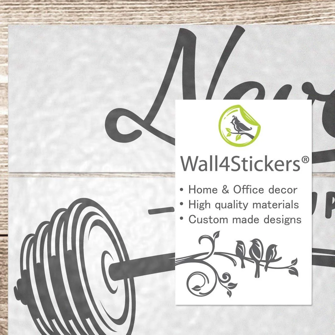 Наклейка на стіну "Never Give Up Barbell" 58 x 38 см, фото №3