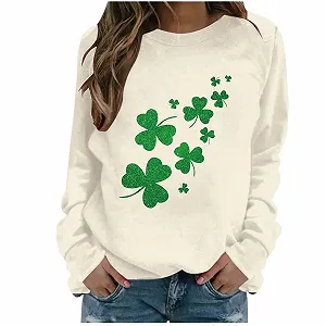 Женский Свитер Lemoiitea Лонгслив Круглый вырез Принт клевера - Фото 1