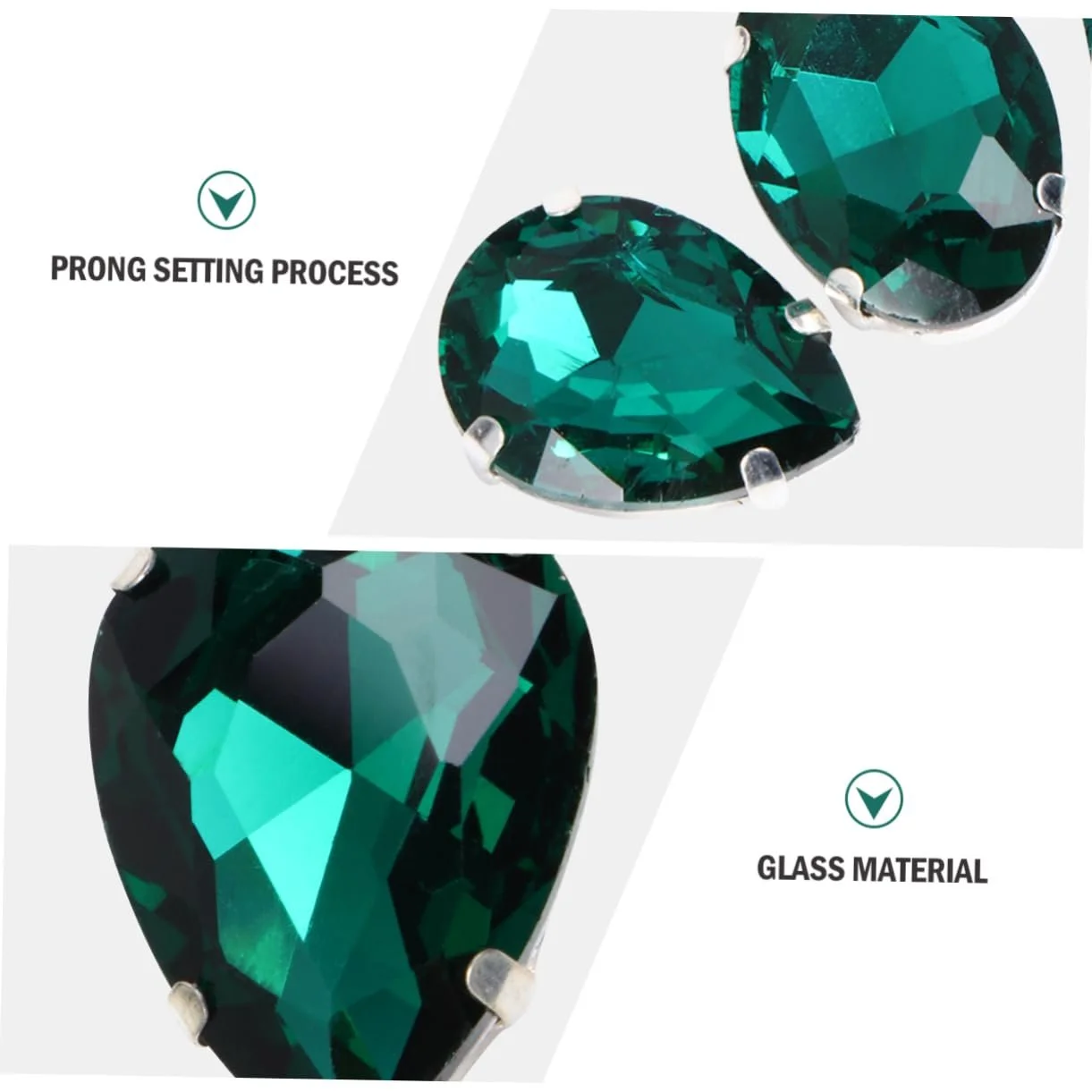 Стрази Акрилові STOBOK Кольорові Каплевидні Зелені, 50 шт., фото №9