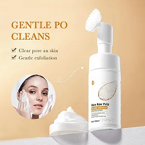 Очищающая пенка для лица Рисовая 120 мл с массажной щеточкой из силикона, мусс для умывания, глубокое очищение, очиститель пор для всех типов кожи synthetic.ua - Фото 1