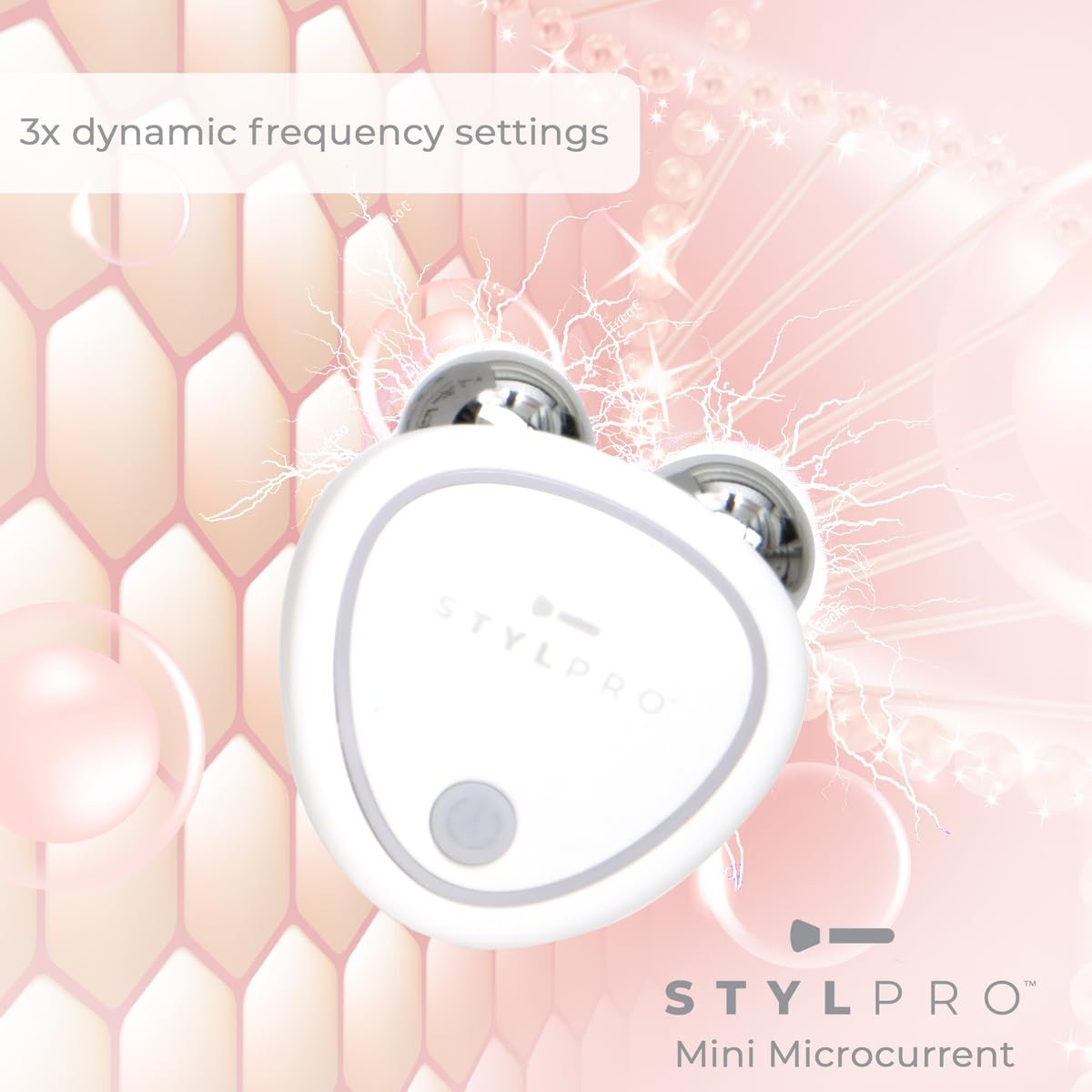 Пристрій для тонізації обличчя STYLPRO Mini Microcurrent - Зміцнення та підтяжка, неінвазивний, тривалий, що заощаджує час, домашній догляд за обличчям, мікрострумова технологія, 3 рівні інтенсивності, акумуляторний, портативний, фото №3
