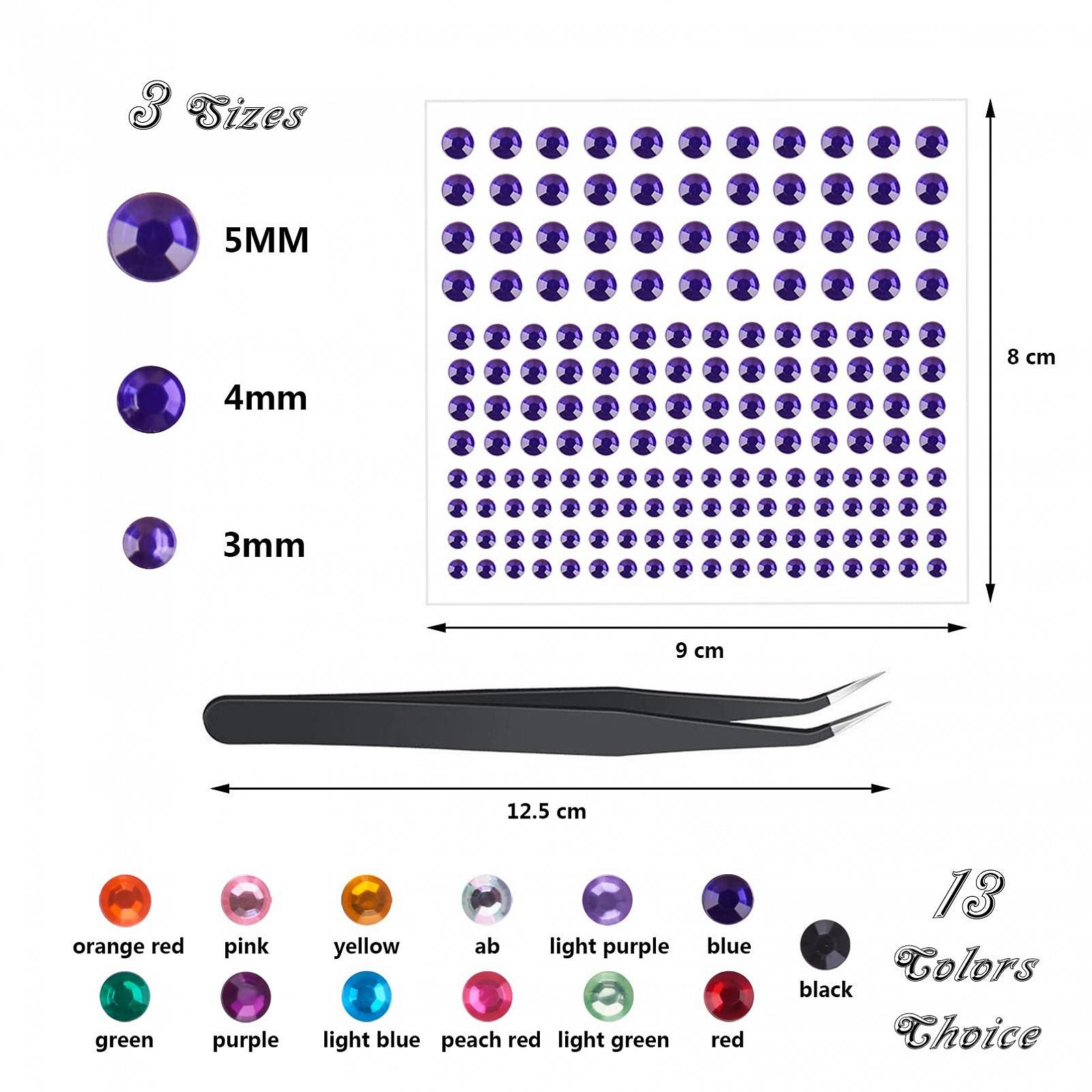 Самоклеящиеся стразы FITDON 2236 для макияжа лица, декора ногтей, DIY поделок, 13 листов, фото №7