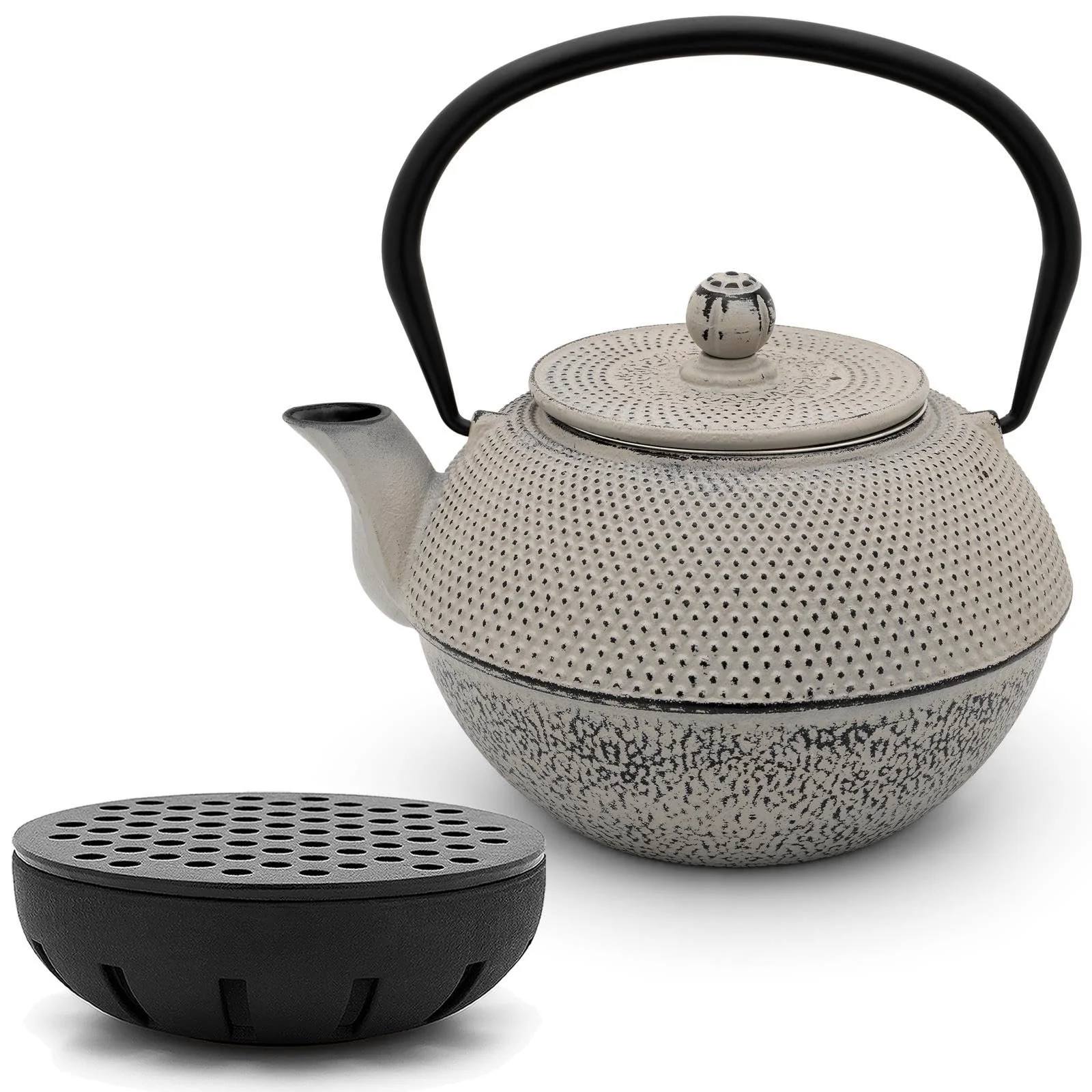 Чайник Asia Чавунний Набір 1.1 літра Сірий з фільтром з нержавіючої сталі для розсипного чаю та підігрівач, фото №1 Чайник Asia Чавунний Набір 1.1 літра Сірий з фільтром з нержавіючої сталі для розсипного чаю та підігрівач, фото №1