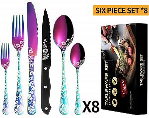 Набір столових приборів XIAOYU, 48 предметів, з ножами для стейків, нержавіюча сталь, для 8 осіб synthetic.ua - Фото 1