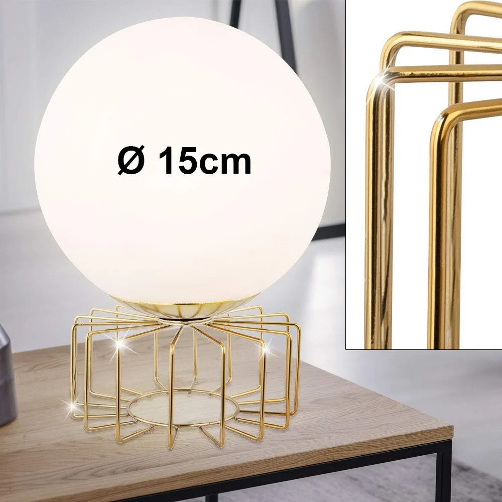 Настільна лампа etc-shop 15 см латунь метал скло опал, фото №3