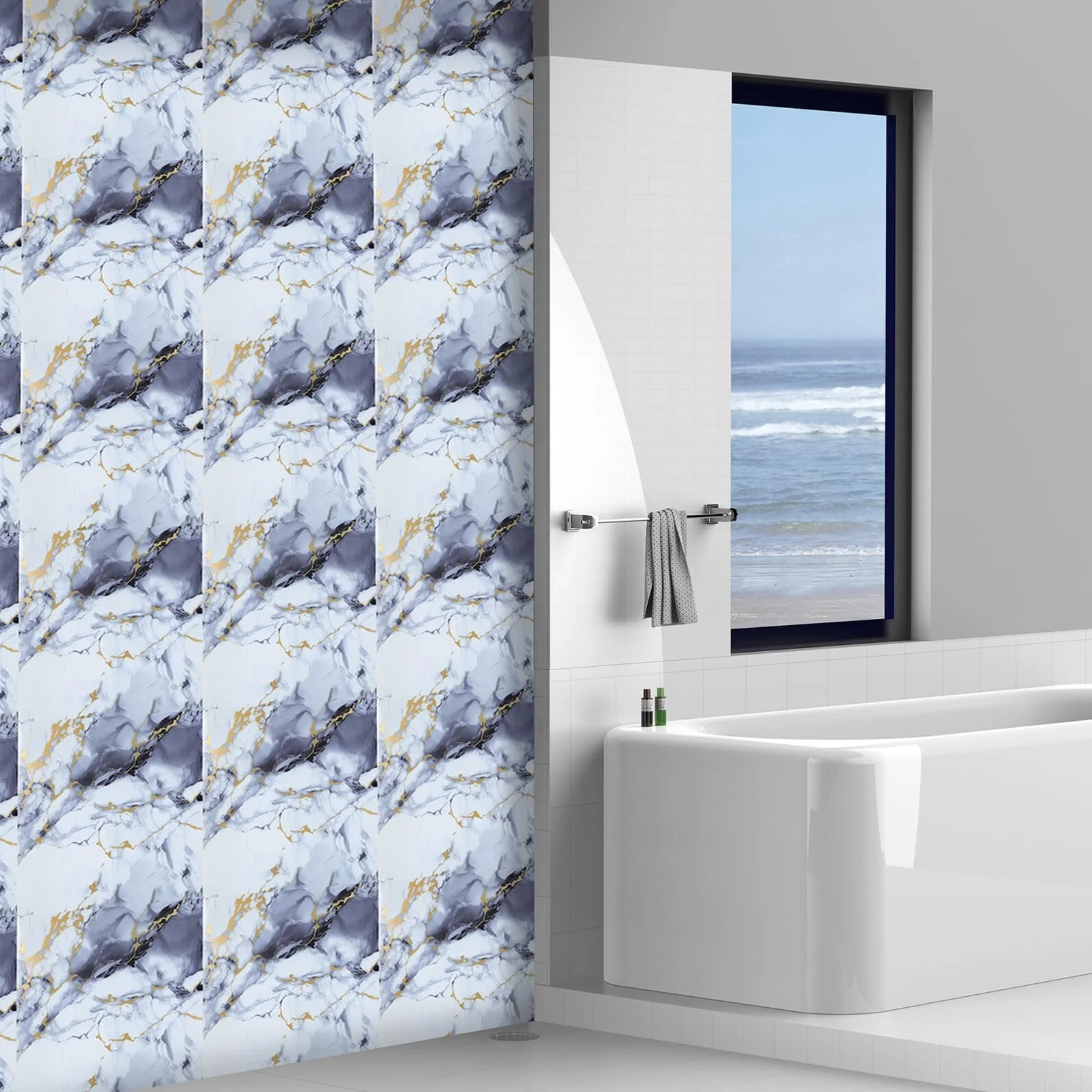 Наклейка на стіну LIFKOME Набір 40 шт Мармурова плитка ПВХ, фото №6