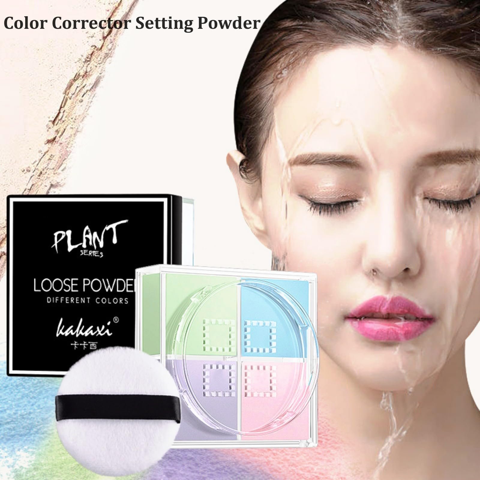 Пудра для лица Soelegant Matte корректирующая цвета, контролирующая жирный блеск, рассыпчатая. В комплекте с пуховкой, фото №2
