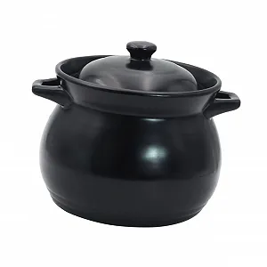 Горшок Toyvian керамический жаростойкий с крышкой черный - Фото 1