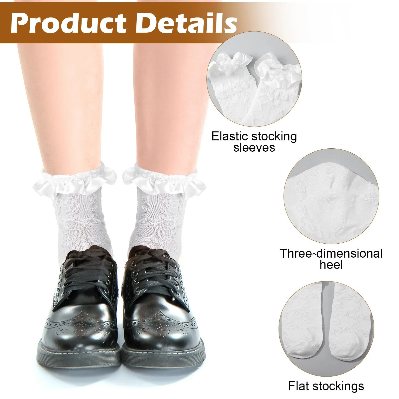 Шкарпетки з оборками Lacs, білі, 3 пари, фото №2 Шкарпетки з оборками Lacs, білі, 3 пари, фото №2