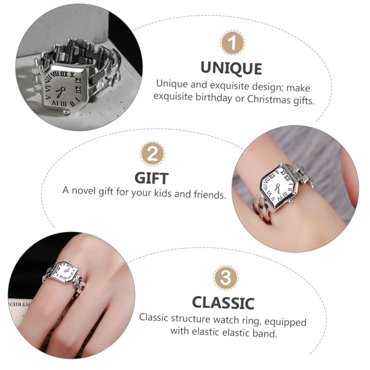 Кільце-годинник VALICLUD Жіночий Сріблястий, фото №6 Кільце-годинник VALICLUD Жіночий Сріблястий, фото №6