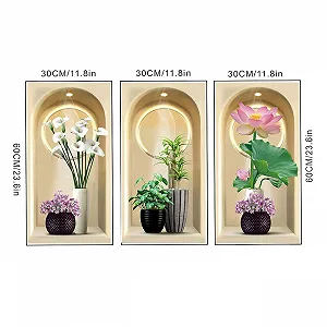 Наклейки на стіну Рослини та вази 3 шт. 30х60 см Самоклейні 3D synthetic.ua - Фото 1