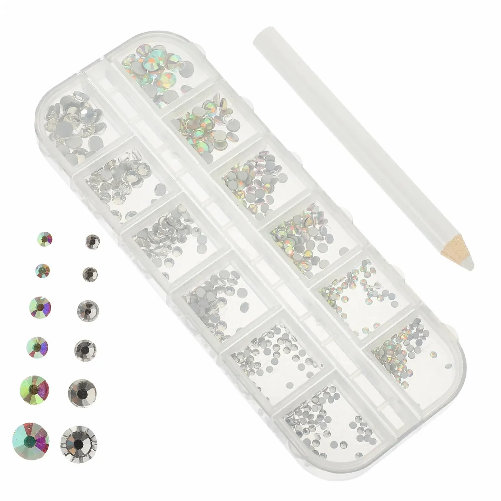 Украшения для ногтей FRCOLOR 5 наборов Стразы в форме бриллиантов с клеем для лица Плоская задняя часть для ногтей, фото №2