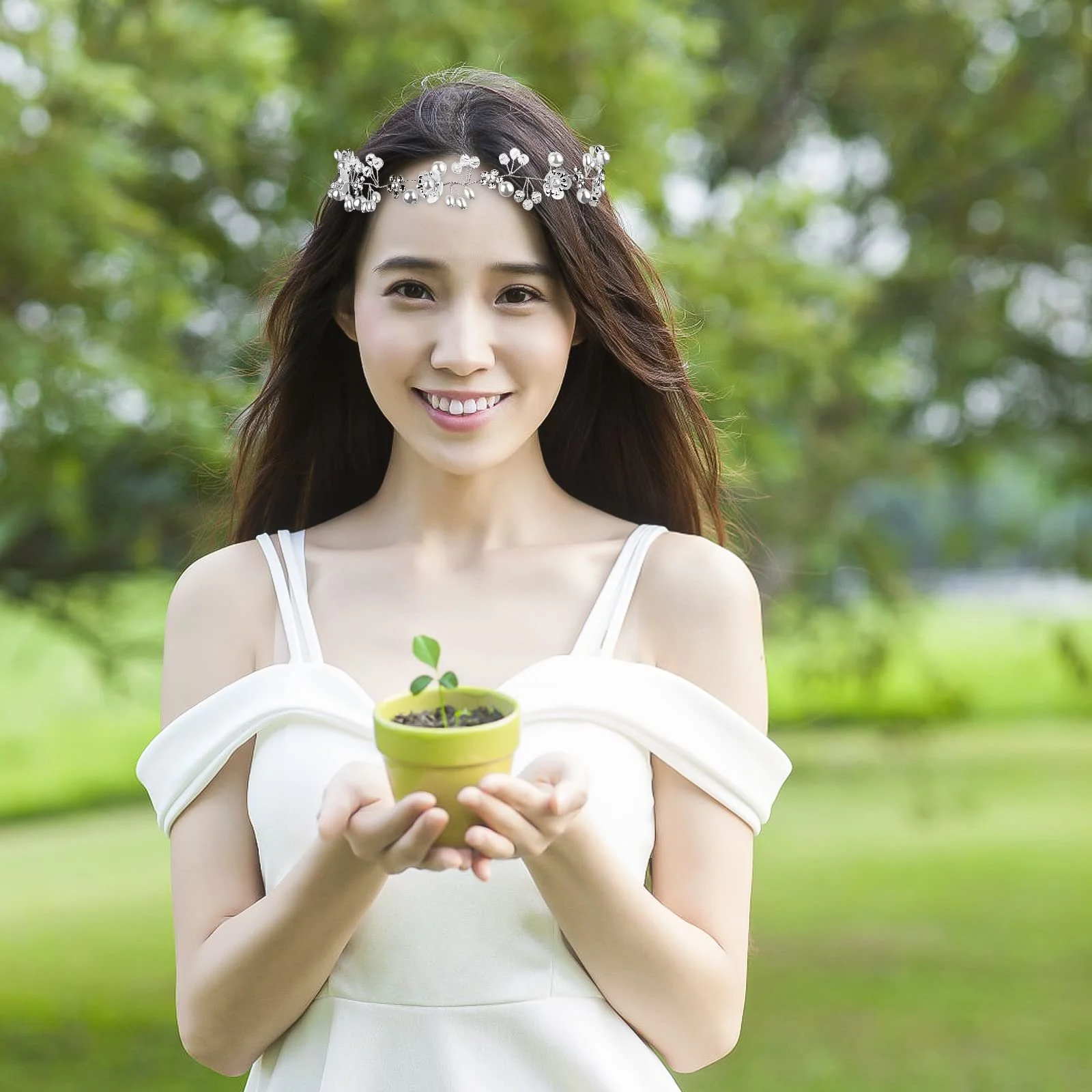 Вінок для волосся Квітка Перли Кристал, фото №7