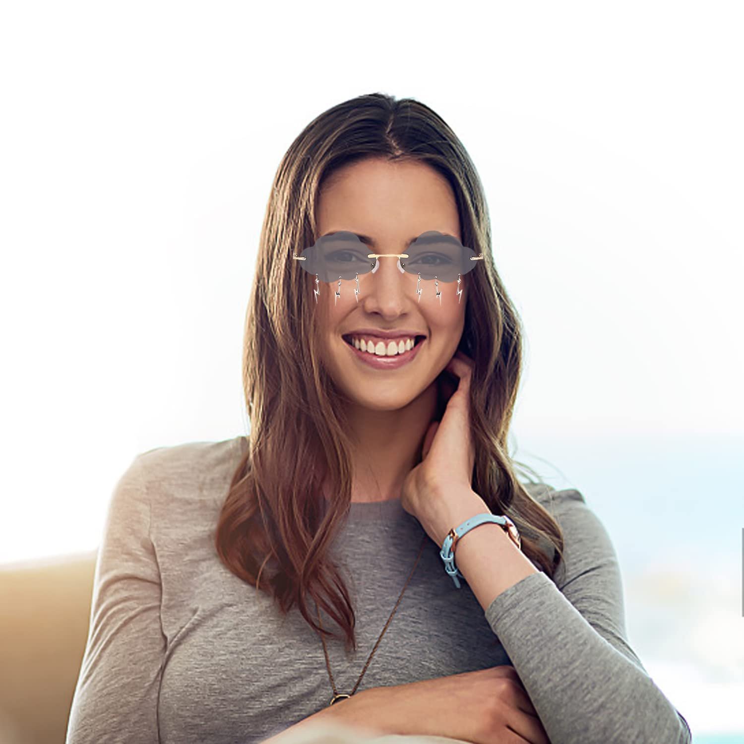 Солнцезащитные очки SIKAMARU Безоправные Форма облака Разноцветные (2 шт), фото №6