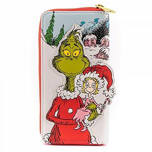 Кошелек на молнии Loungefly Dr. Seuss The Grinch Loves The Holidays, Multi, Зеленый, Кошелек на молнии с аппликацией Гринча на праздничную тематику - Фото 1