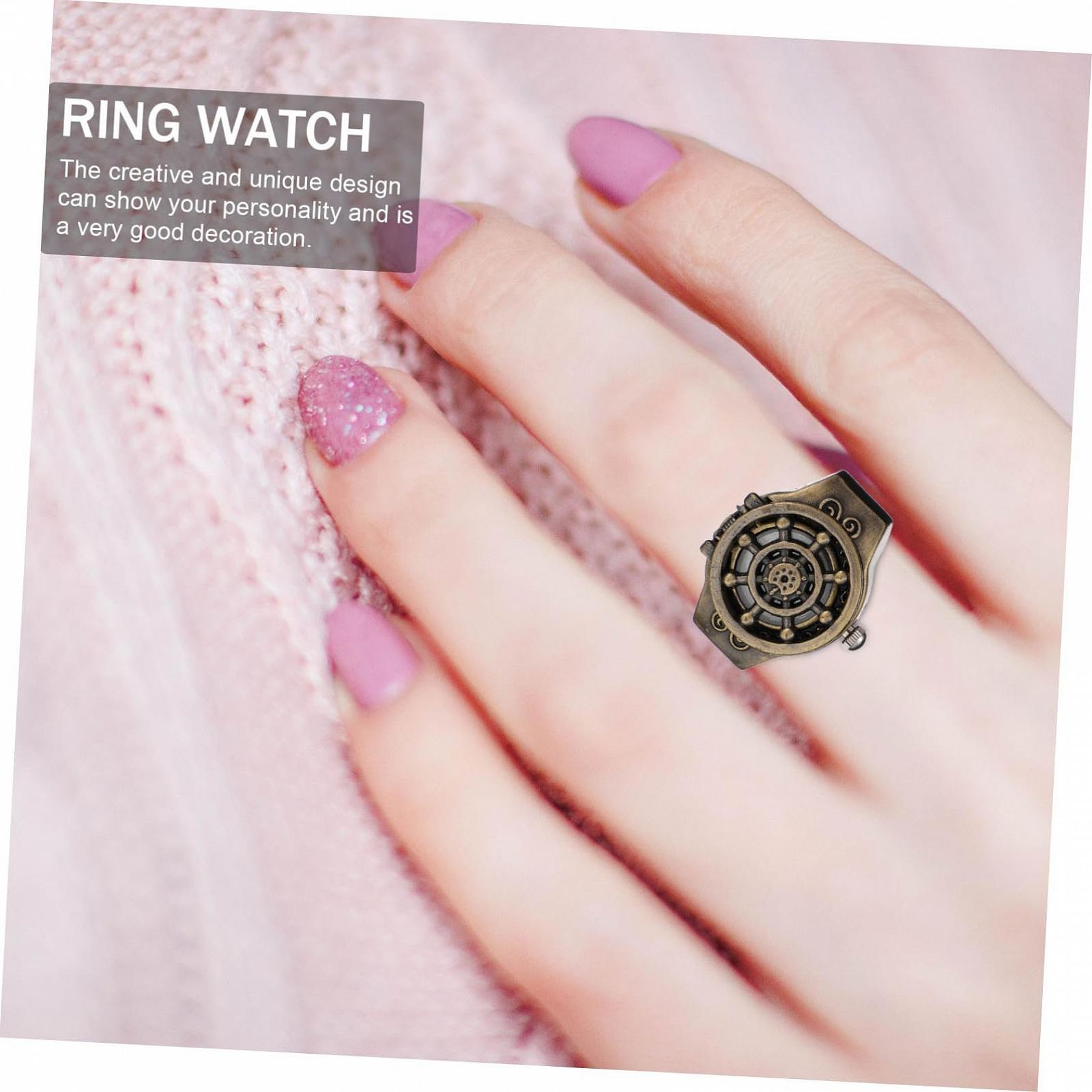 Кольцо-часы PartyKindom Декоративное судно Кольцо-часы для женщин и мужчин Легкий материал из цинкового сплава Практичный и для повседневного использования, фото №9
