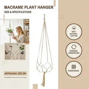 Підвісне кашпо Macrame 105 см Бавовняна мотузка Плетене (Потовщене) synthetic.ua - Фото 1