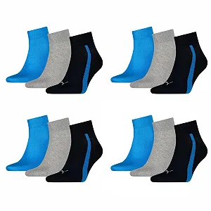 Шкарпетки Puma Lifestyle Quarter 35-46 Unisex, колір 523 - темно-синій/сірий/яскраво-синій, розмір 39-42 (12 пар) - Фото 1