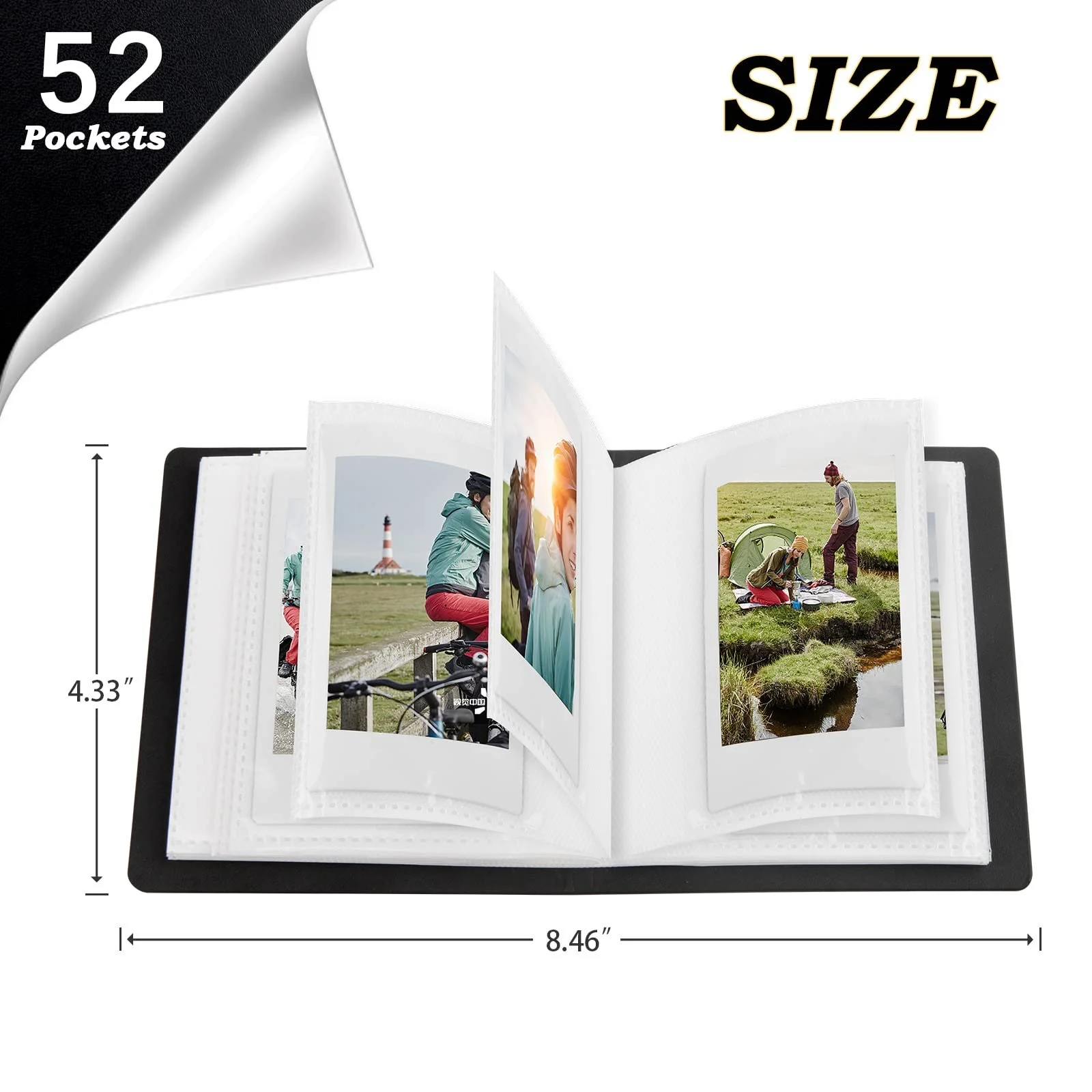 Міні Фотоальбом для Fujifilm Instax Mini 12 11 9 90 8 7s 40, 52 кишені, Чорний, фото №3
