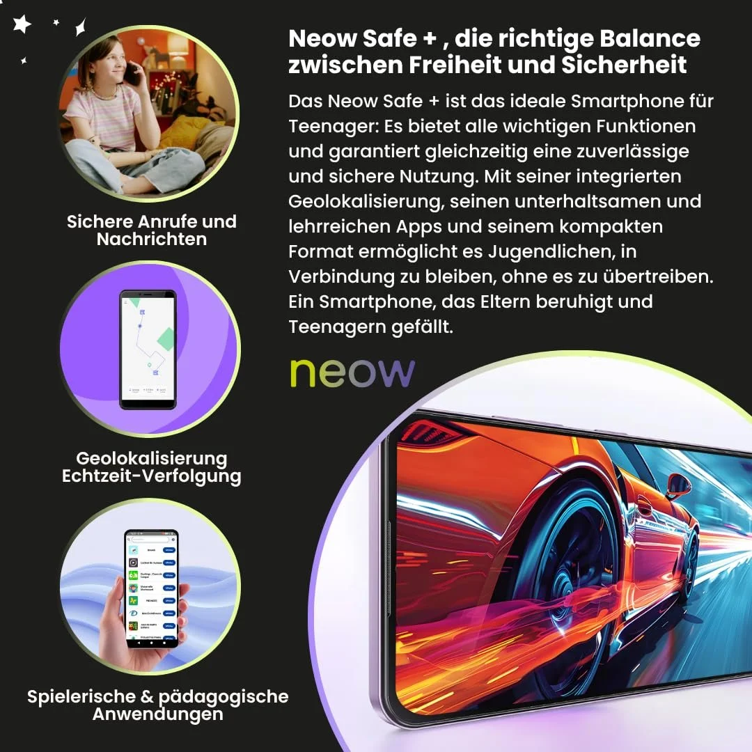 Смартфон Neow Safe + Android 15 4G 128GB 6.52" HD+ Black, фото №3 Смартфон Neow Safe + Android 15 4G 128GB 6.52" HD+ Black, фото №3